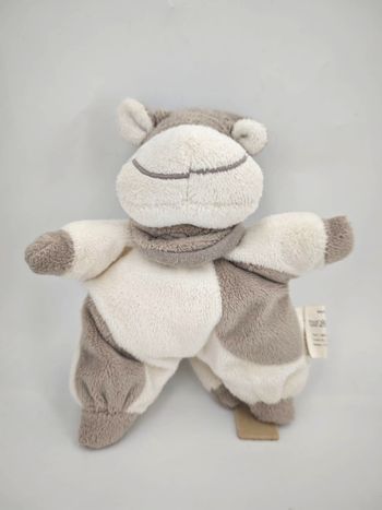 Doudou Semi Plat Vache Blanc Taupe Système U