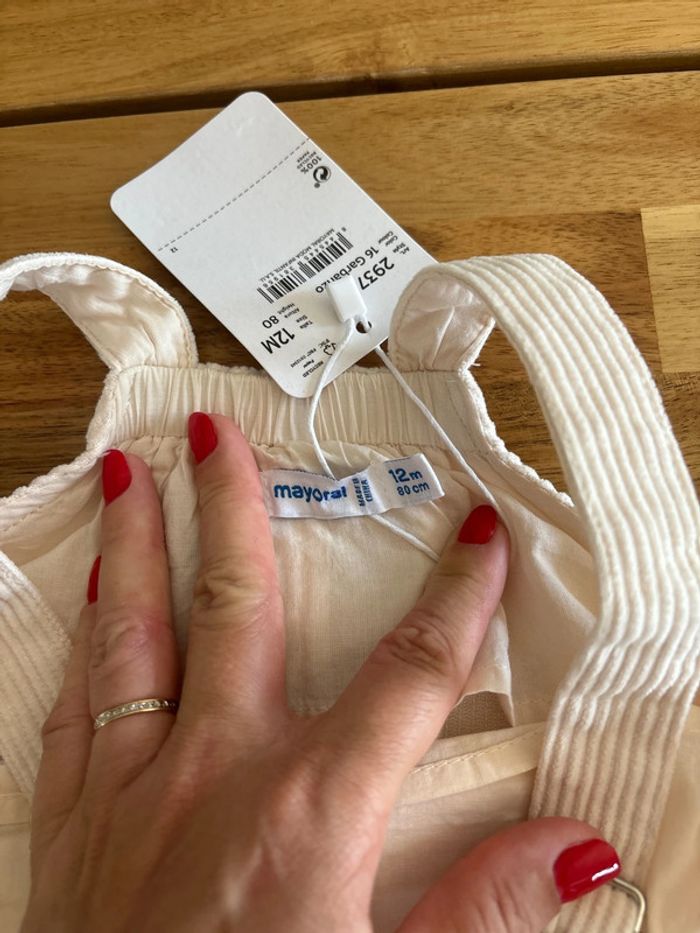 Robe salopette en velours beige - photo numéro 2
