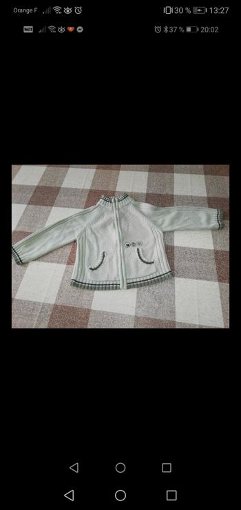 Gilet 3 ans zip vert pâle