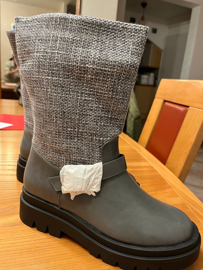 BOTTES BI-MATIERE SIMILI/TEXTILE - photo numéro 2