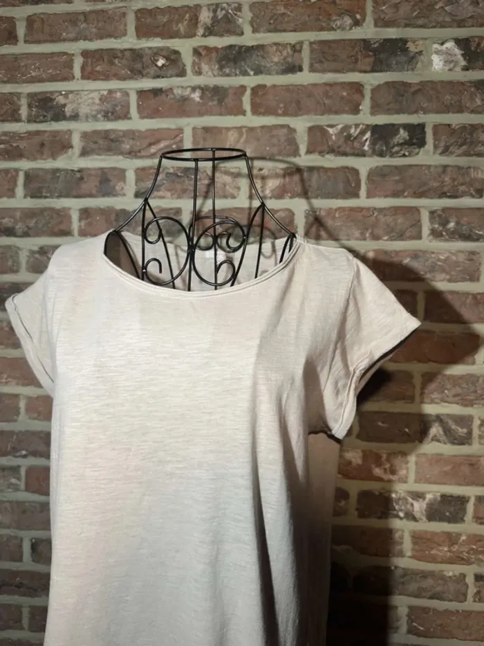 T-shirt beige Esprit uni Taille US: M , F : L - photo numéro 2