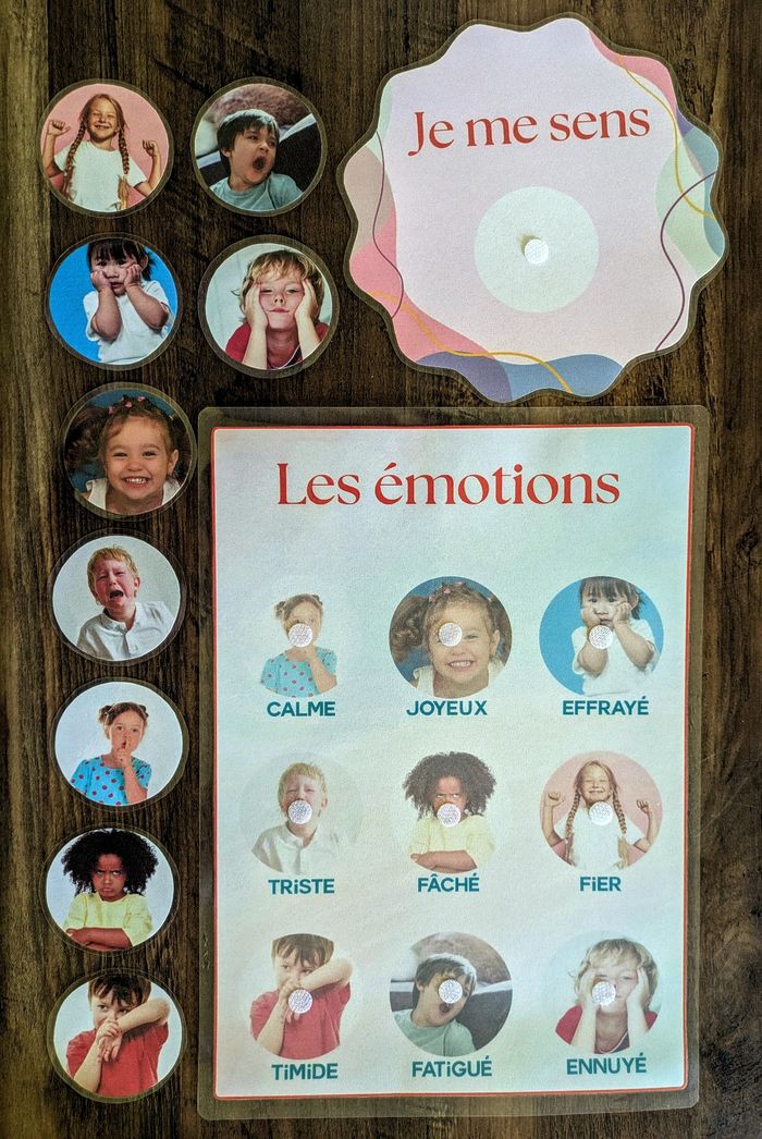 Affiche Montessori A4 plastifiée activité sur  les émotions + panneau " je me sens" - photo numéro 2