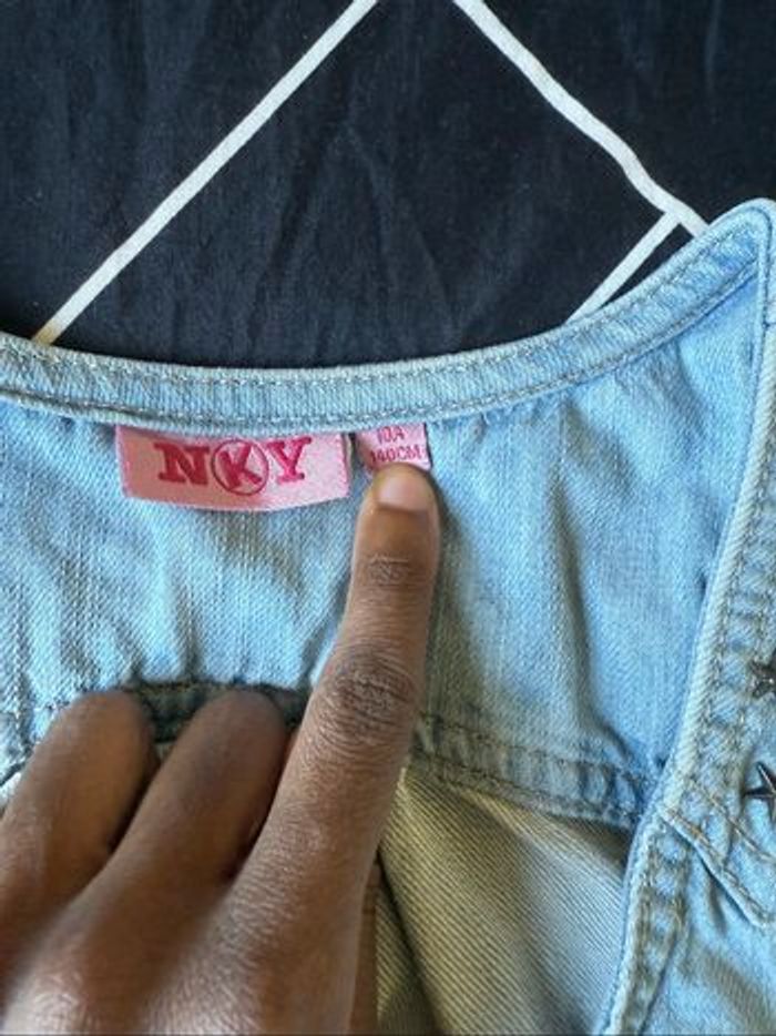 Lot fille 10 ans – Robe salopette rose + veste en jean sans manches - photo numéro 8