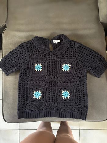 Polo crochet Claudie Pierlot bleu