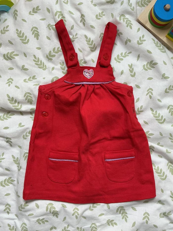 robe salopette rouge pommette 6 mois - photo numéro 3