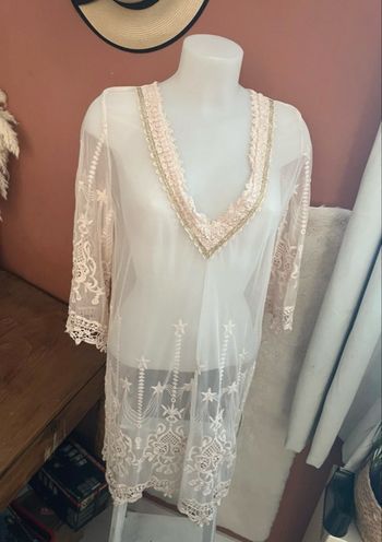 robe de plage bohème en dentelle blanche taille M