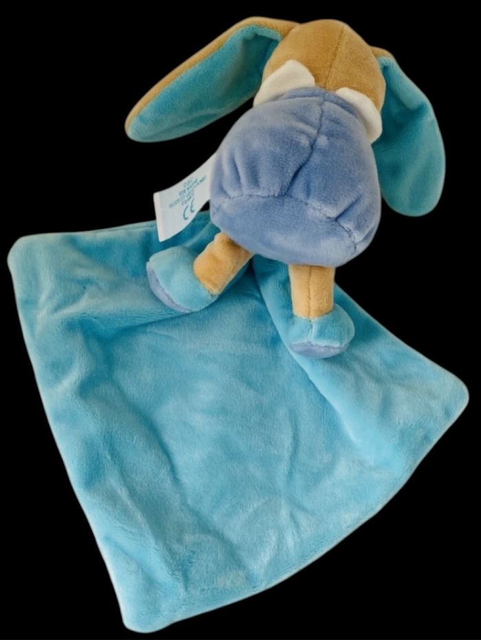 ❤️B3922 Doudou BABY NAT Babynat Lapin Plat Mouchoir Bleu Turquoise Lune Étoile - photo numéro 2