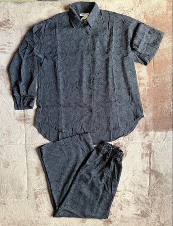 Ensemble noir chemise/pantalon, So Look, Taille unique