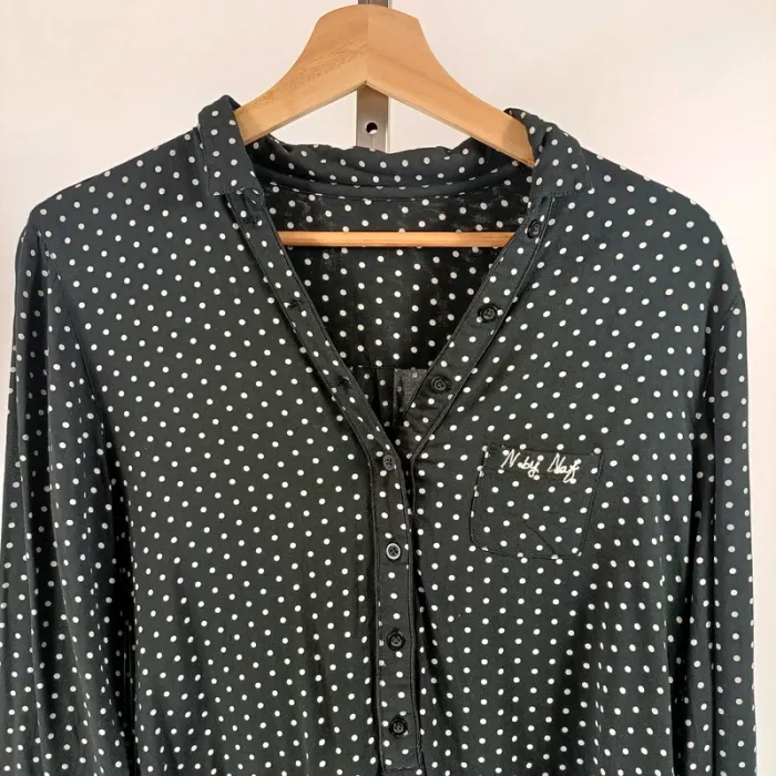 Chemise longue noire à pois blancs - Taille L estimée - N by Naf - A034 - photo numéro 2