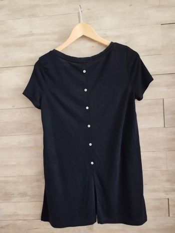 T shirt long Esprit noir dos boutonné TL