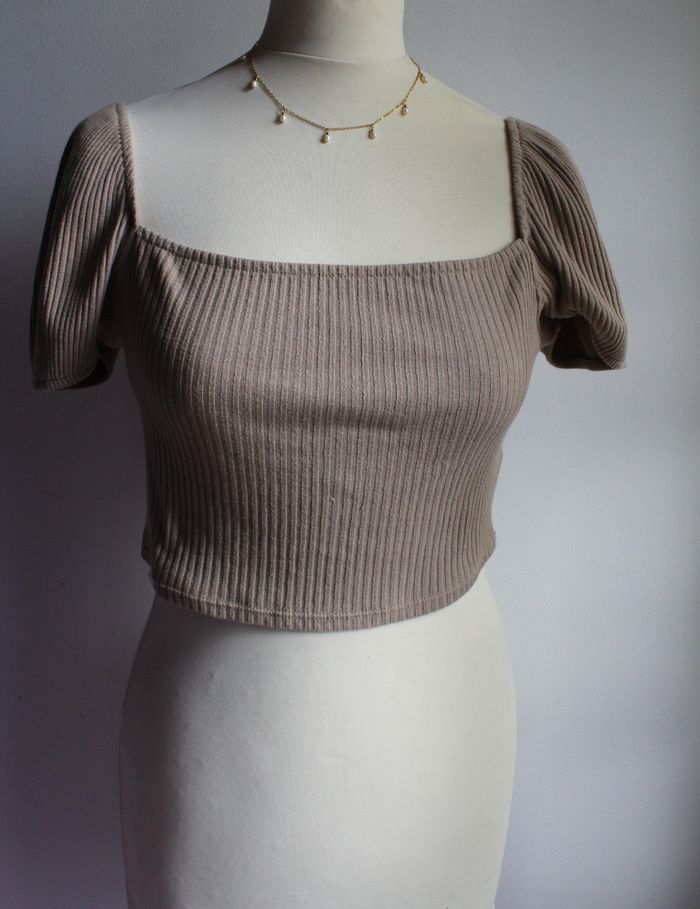 Crop top côtelé beige H&M - photo numéro 3