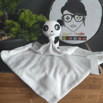 Doudou Zeeman Panda Noir Blanc Peluche Mouchoir #geektradedoudou