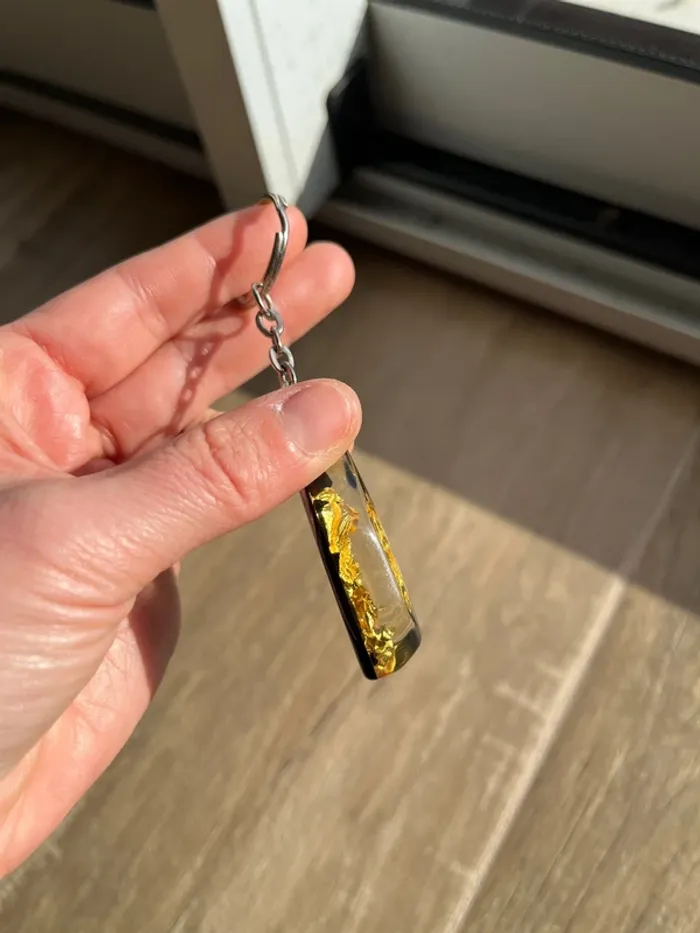 Porte clés feuille or - photo numéro 4