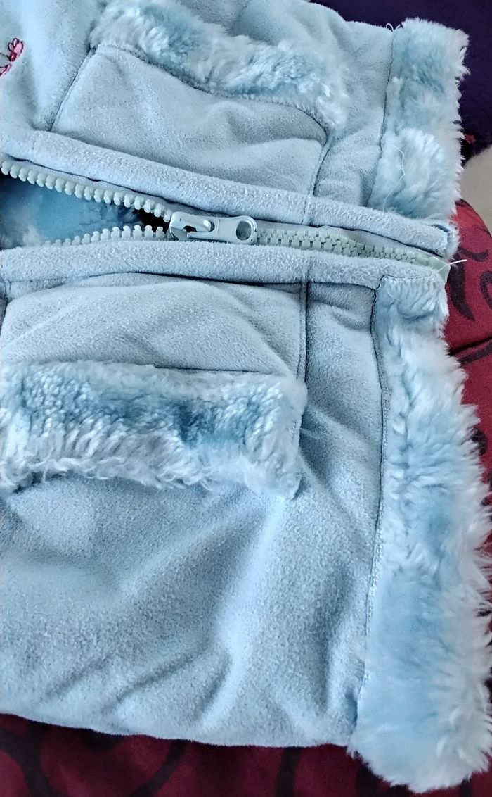 Manteau à capuche ,bleu clair ,fermeture ,In Extenso , 6M , 67cm - photo numéro 5