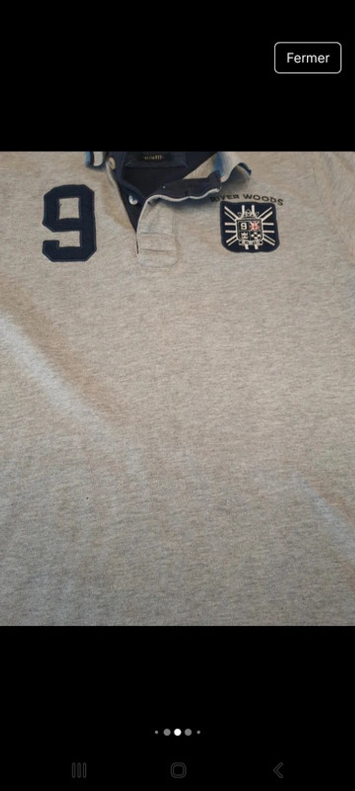 Polo River Woods Grise et bleu slim fit taille M - photo numéro 13