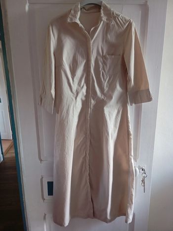 Robe longue chemise beige