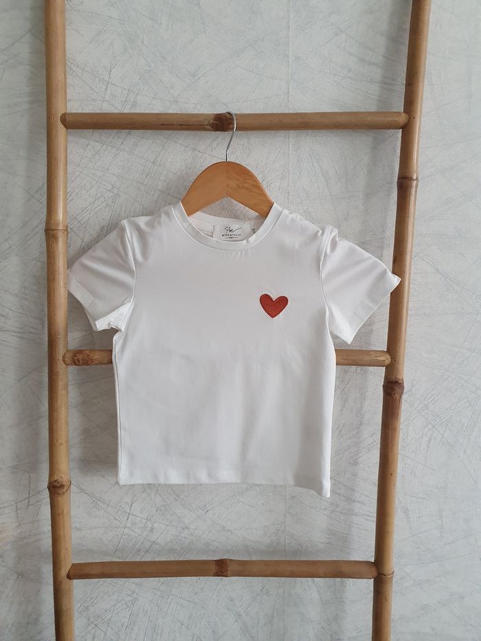 Tee-shirt cœur terracotta taille 2/3ans - photo numéro 2