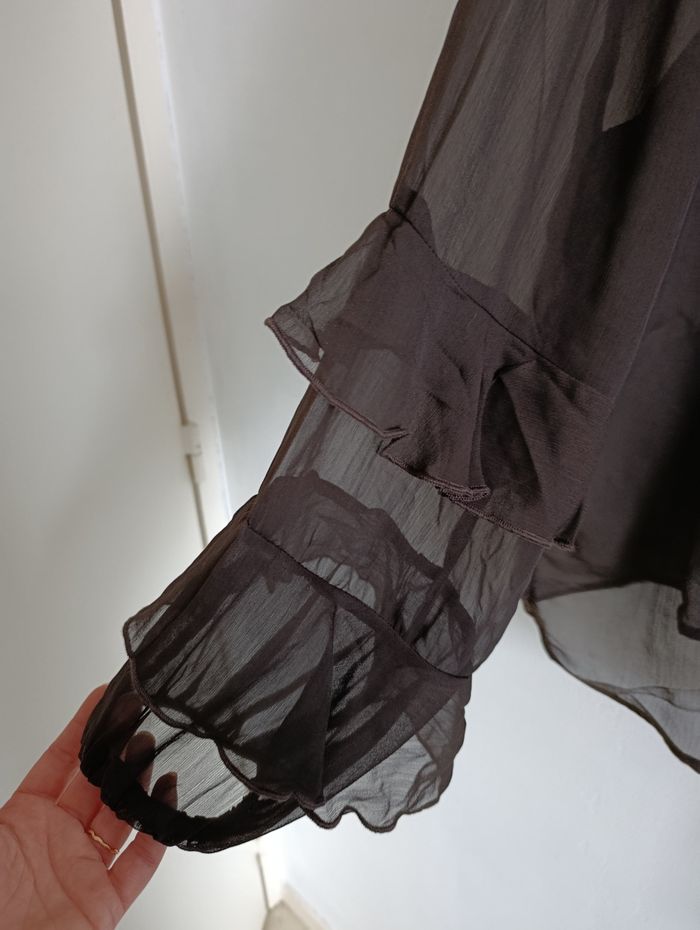 Blouse volant manches longues fluide marron Kiabi - photo numéro 2