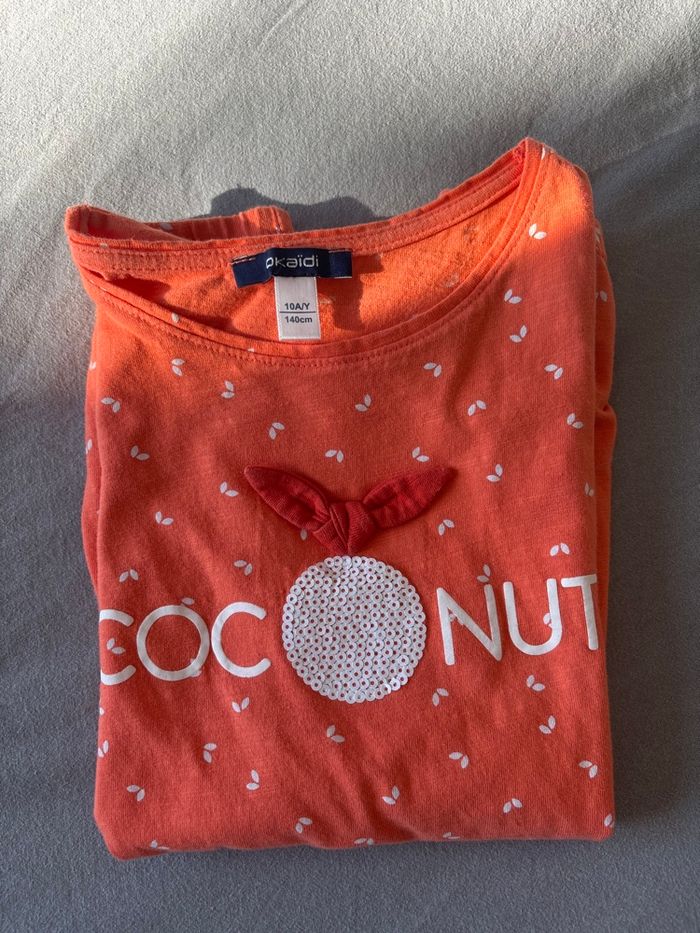 T-shirt fille 10 ans orange Okaidi - photo numéro 3