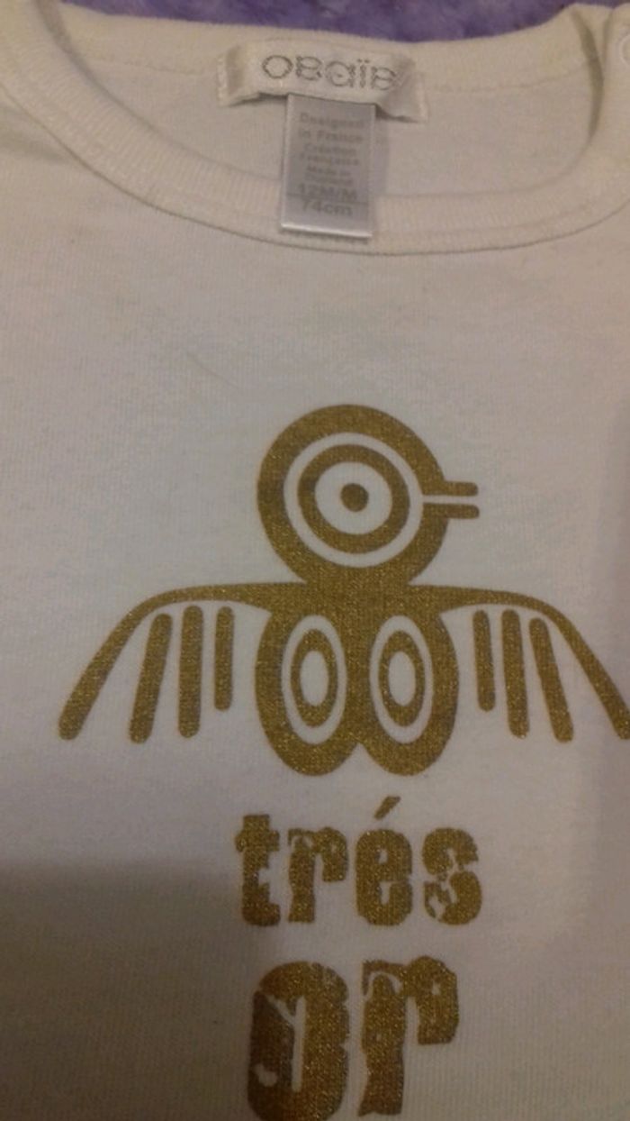 T shirt 🪴 printemps été 🌼 12mois Mon trésor Or Obaibi - photo numéro 4