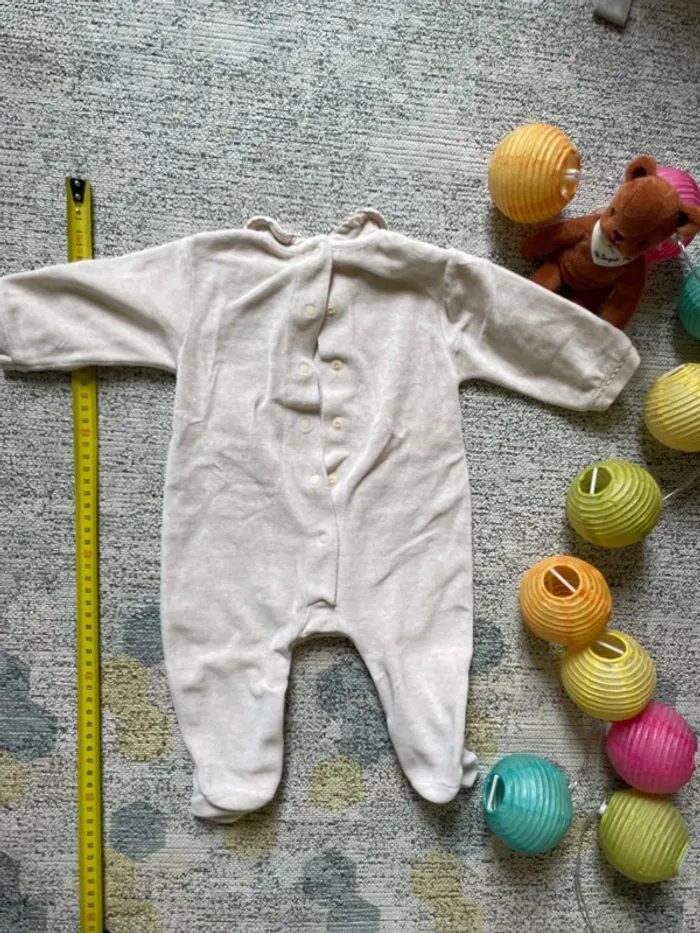 Pyjama velours col et poches - photo numéro 2