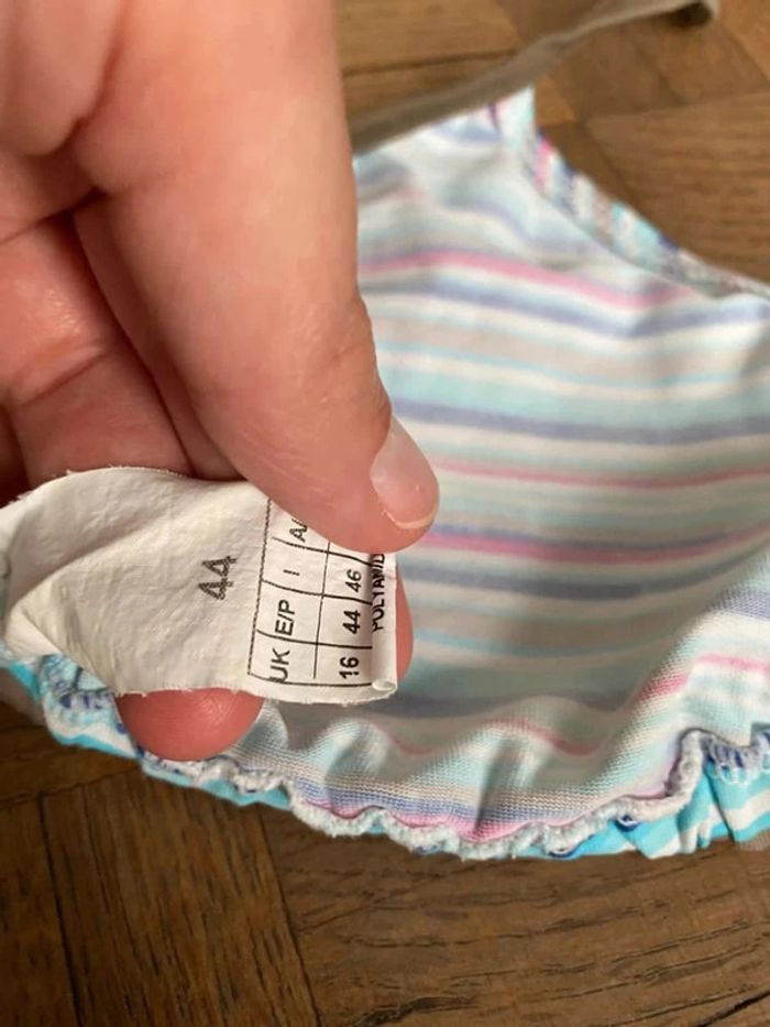 Maillot de bain 2 pièces taille 44 rayé bleu rose et marron - photo numéro 7