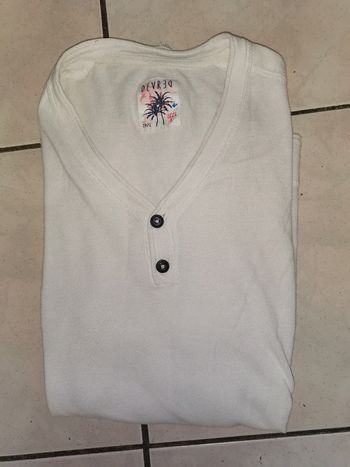 Pull fin col v blanc s/m