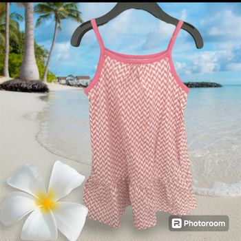 Robe à bretelles rose à rayures blanches pour petite fille, taille 24 mois - Kiabi