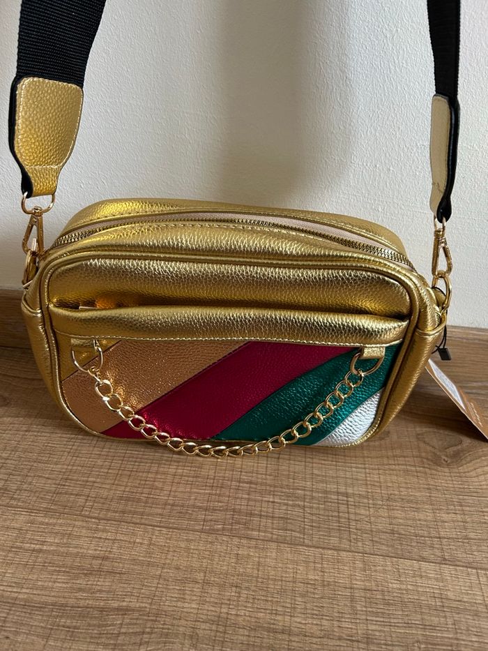 Sac en bandoulière doré et multicolore neuf - photo numéro 3