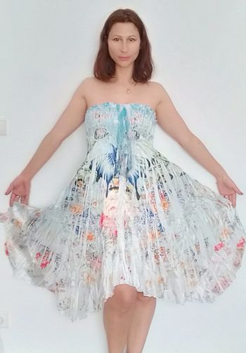 Robe gaufrée asymétrique