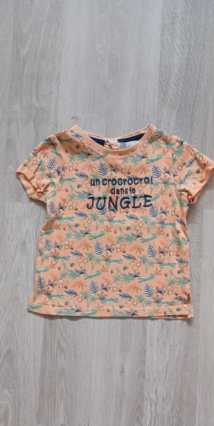 Tee-shirt manches courtes garçon jungle taille 3 ans (92 cm) - photo numéro 2