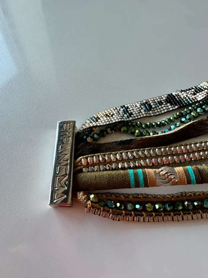 Bracelet hipanema turquoise kaki - photo numéro 3