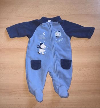 Grenouillère surpyjama polaire bleu taille 1 mois
