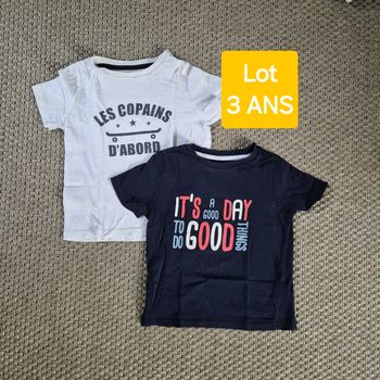 Lot de 2 t-shirts "textes" MC - 3ans
