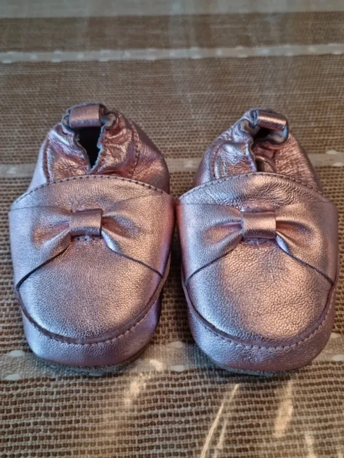 Chaussons cuir bébé rose Melton 0-6 mois - photo numéro 4