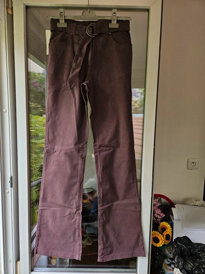 Jean marron jambes larges neuf dtc vintage taille 36