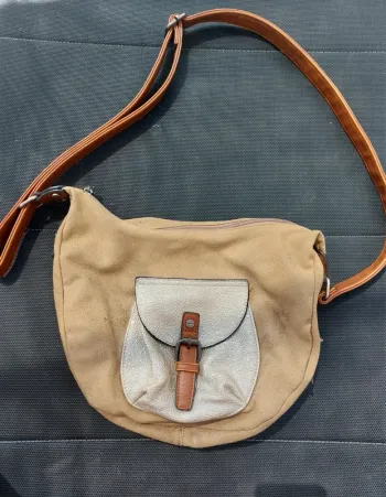 Sac Mandoline en toile, moutarde, légèrement pailleté