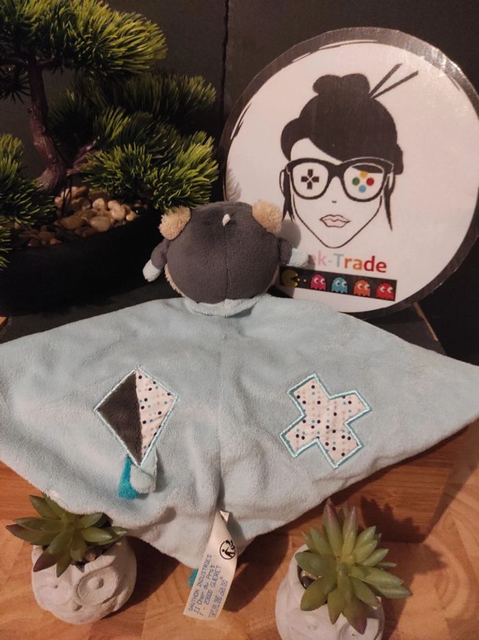 Doudou Ours Sauthon Bon Voyage Voyageur plat mouchoir #geektradedoudou - photo numéro 2