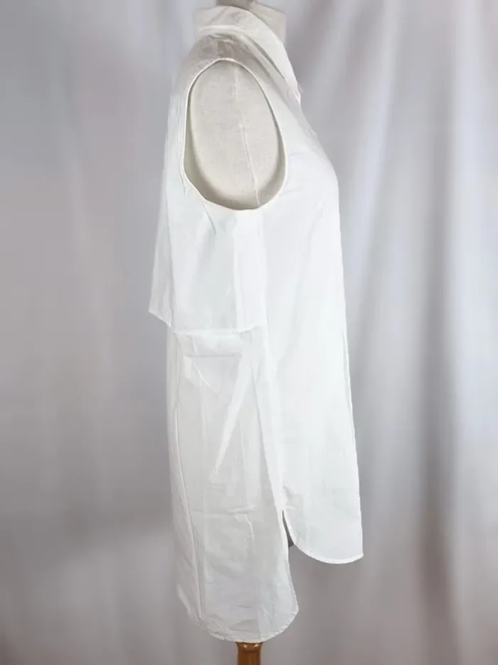 Original Chemisier/Tunique blanc sans manche Gerard Darel 100% coton 38 - photo numéro 4