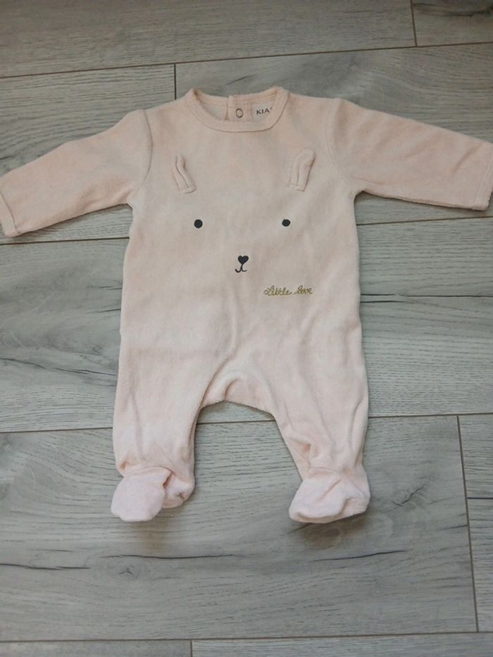 Pyjama velours ~ Kiabi ~ 1mois (52-55cm/4kg)