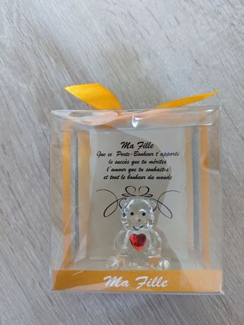 Figurine ours en verre "Ma fille" porte bonheur