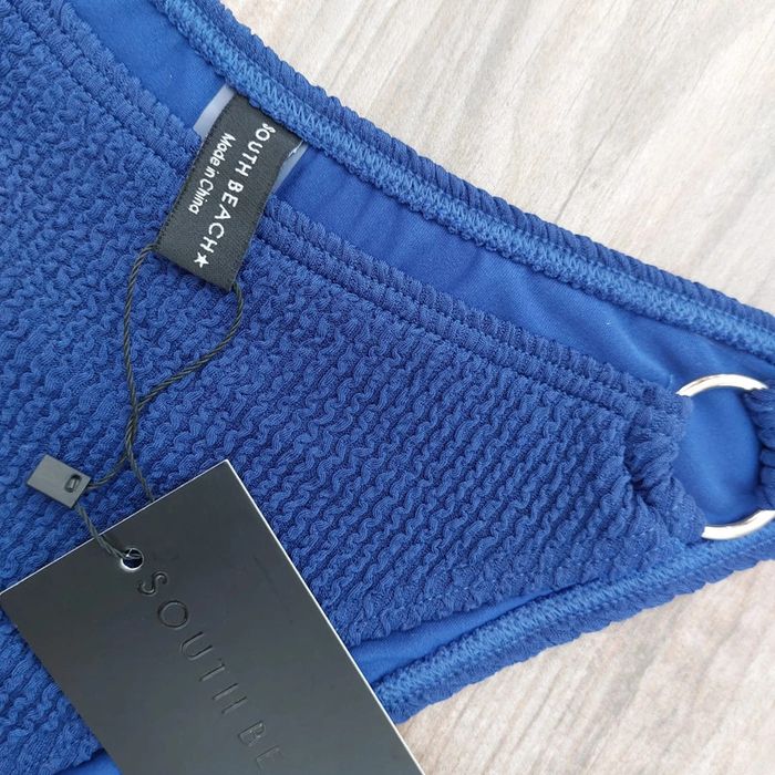 Bas de maillot de bain bleu gaufré avec anneaux dorés - Taille 38/40 South beach - photo numéro 3