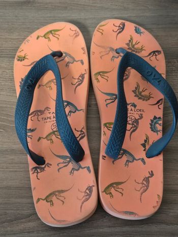 Tongs orange dinosaures Tape à l œil pointure 34 / 35