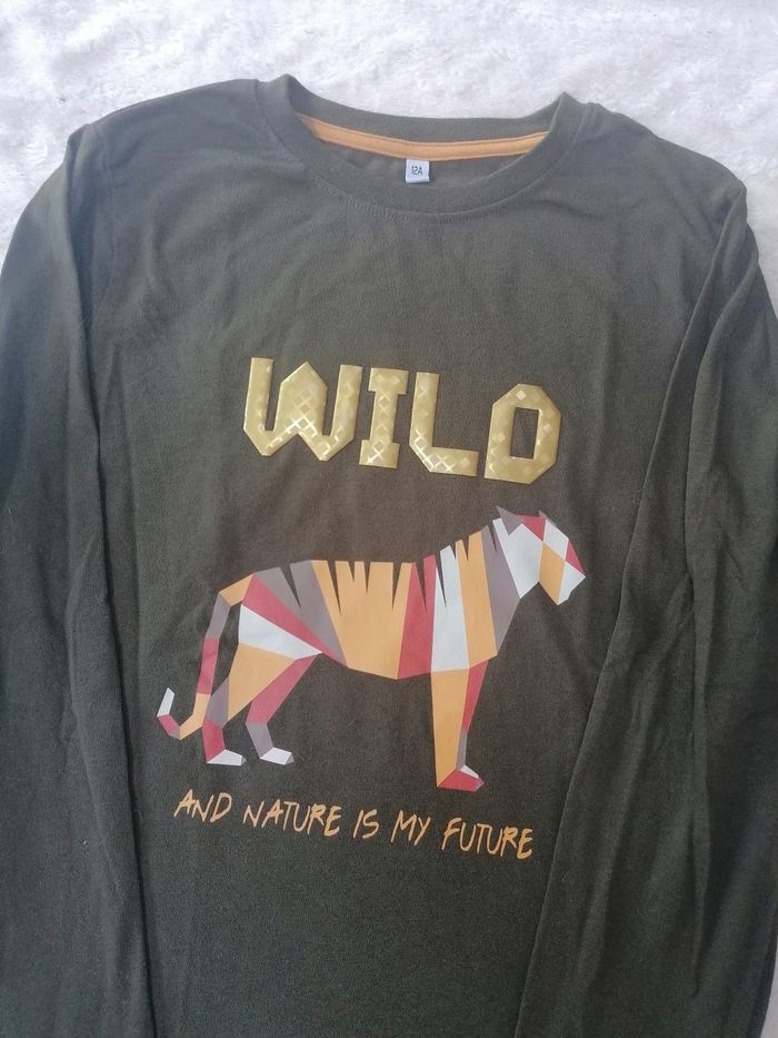 T-shirt 🐯 manches longues garçon 12 ans - photo numéro 3
