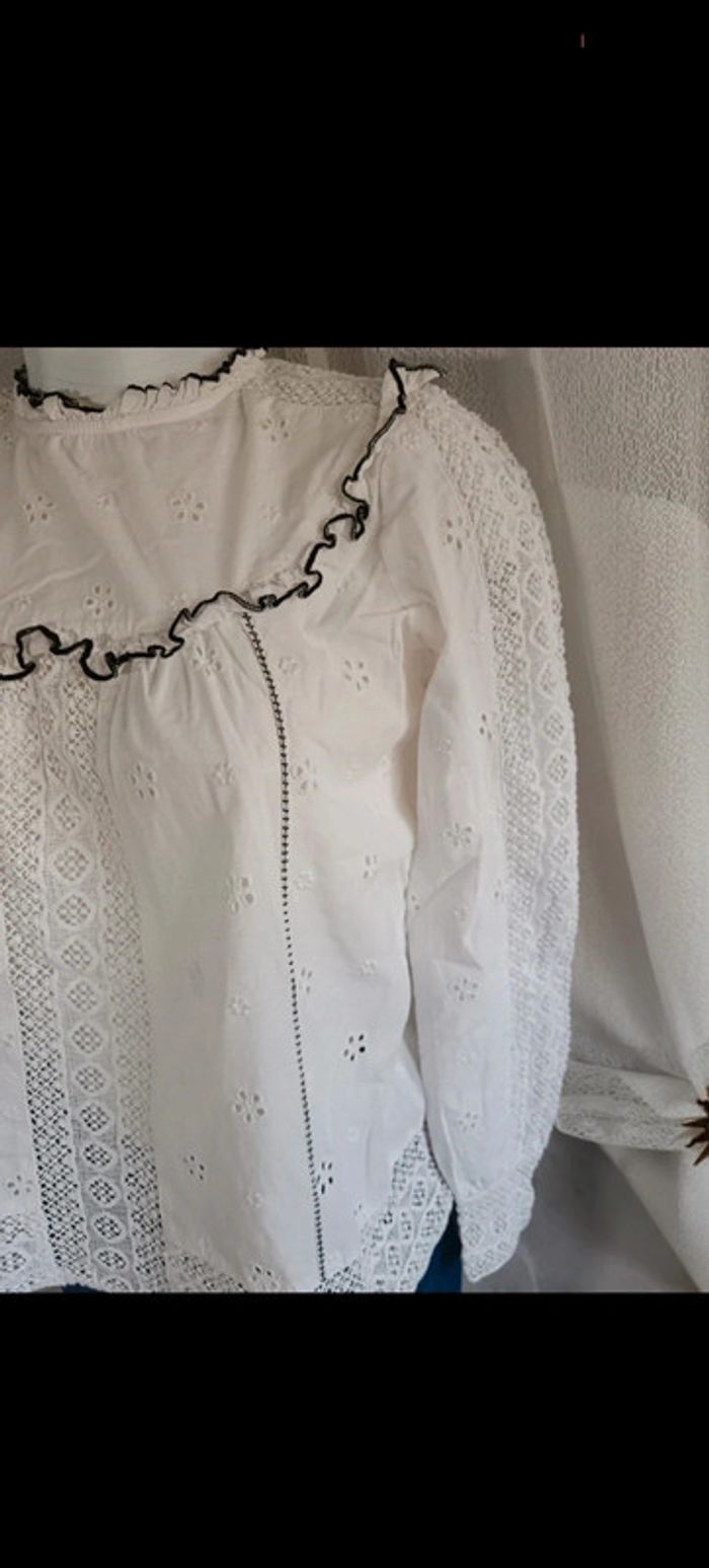Sézane | Blouse coton broderie et dentelle | t 34 - photo numéro 6