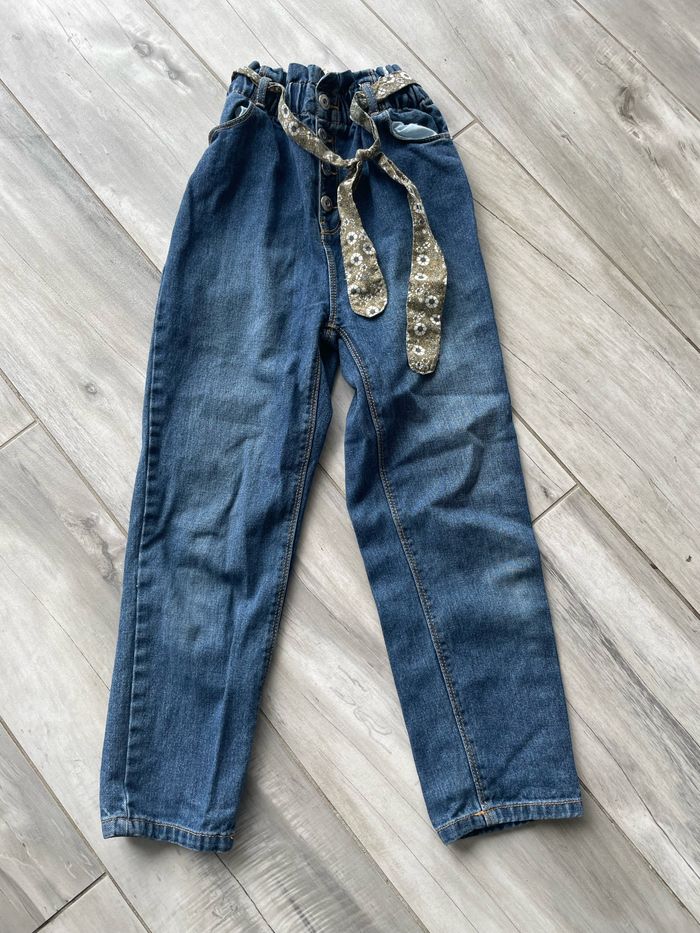 Beau pantalon jean fille T 10 ans Vert Baudet bleu avec ceinture - photo numéro 3