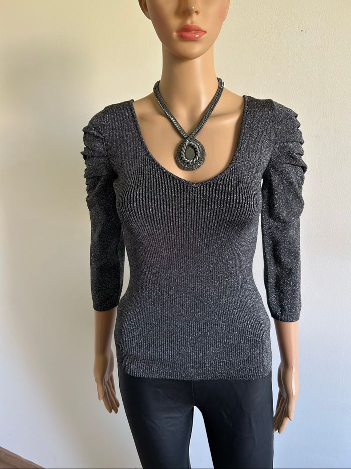Pull argenté pailleté Morgan taille M comme neuf