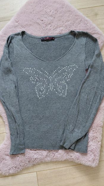 Pull papillon strass cache cache taille o