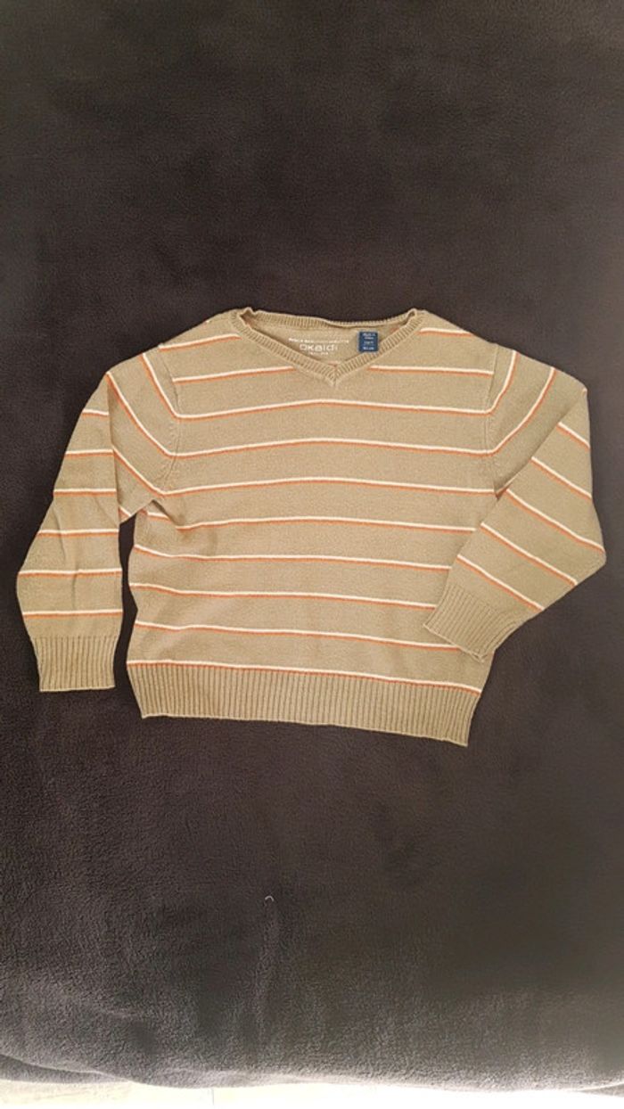 Pull leger okaidi 3 ans marron clair orange et beige