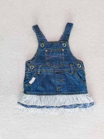 Robe en jean bleu foncé bas volanté liberty 9 mois Tissaia